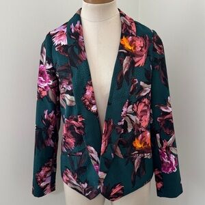 Cartonnier 2 Green Floral Rihan Blazer Jacket ~ Anthropologie Classic Preppy
